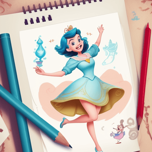 AI generated: Envision a delightful Disney-style scene featuring a lively animated pencil imbued with character an...