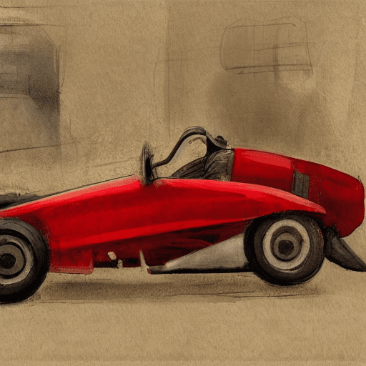 AI generated: red race car, in the style of sam spratt, historical illustrations, old masters, genndy tartakovsky,...