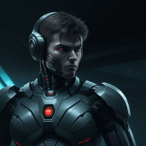 AI generated: Cybernetics, action movie protagonist, male warrior, virus, cyberspace, repeating patterns, unreal, ...