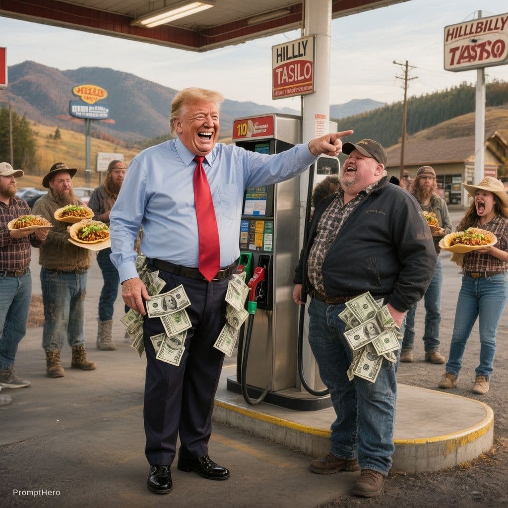 AI generated: Ultra realistic, panoramis shot, U.S. President, 2026 Donald J. "TACO" Trump standing full body poin...