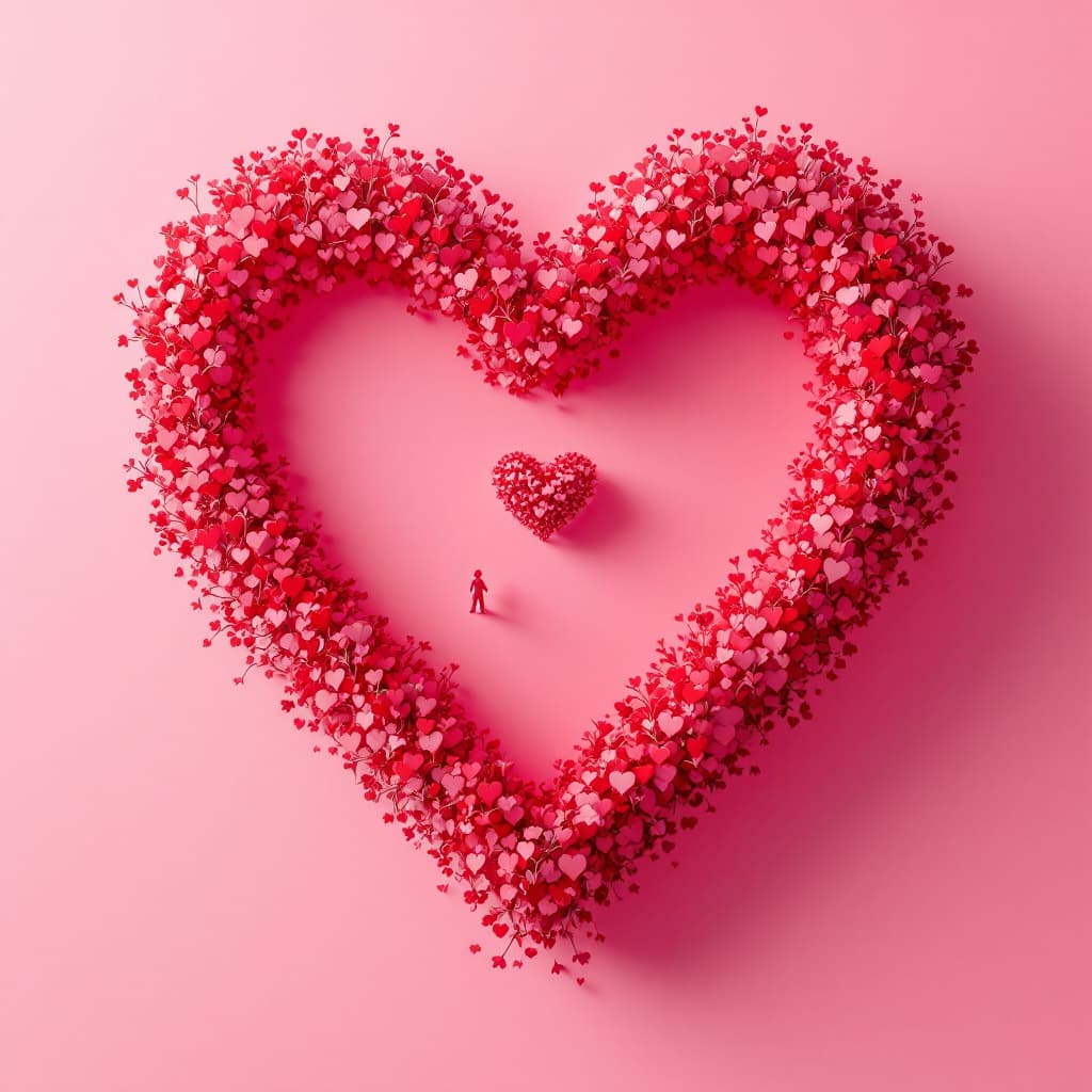 AI generated: high resolution photo of tiny people are standing in a real human heart and building little hearts, ...