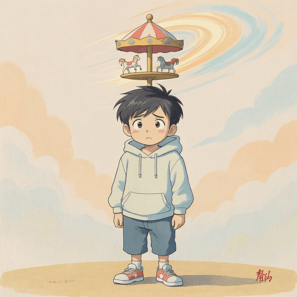 AI generated: the same full-body 2D anime illustration in Studio Ghibli watercolor style, cel-shaded look, clean g...