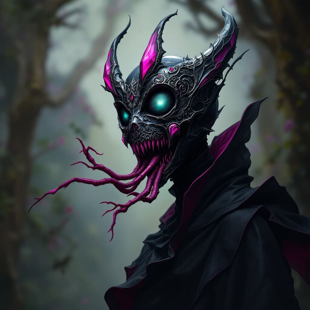 AI generated: league of legends, Masque of the Black Rose Elise without the mask