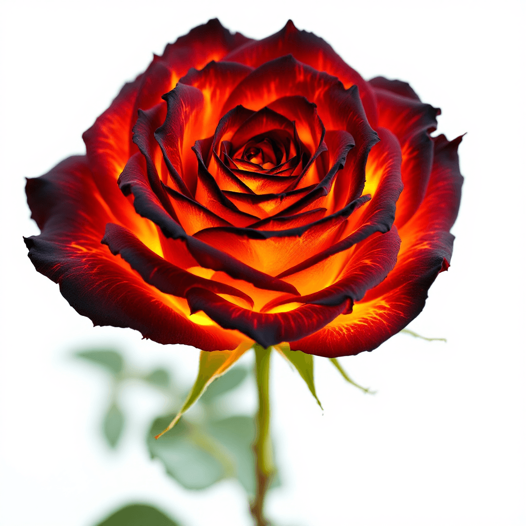 AI generated: A Flame That Never Burns Out
Each petal seems to flicker like molten lava, curling with darkened ed...