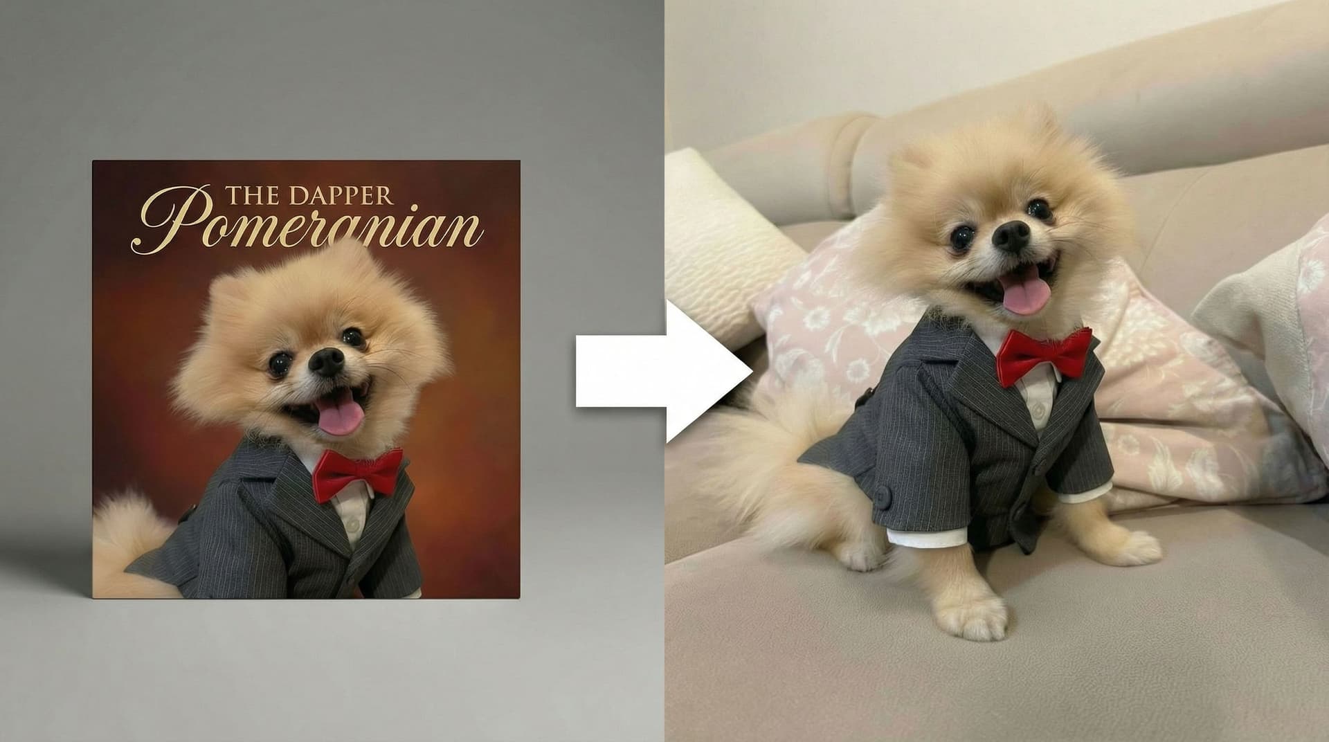 AI generated: Mix the images, in the middle an arrow on right direction