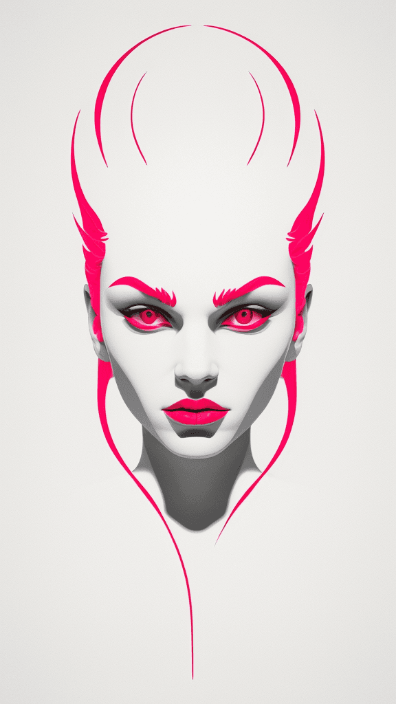 AI generated: (best quality,ultra-detailed,realistic:1.2) demonic, clean lines, minimalist artwork, vibrant color ...