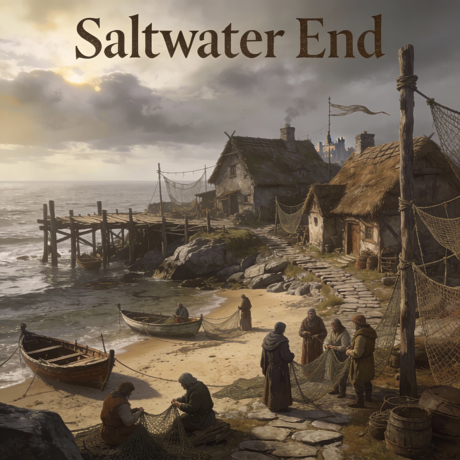 AI generated: Mid-evil fantasy world, Wheel of Time
- Saltwater End
- A small, rugged fishing village. Modest home...