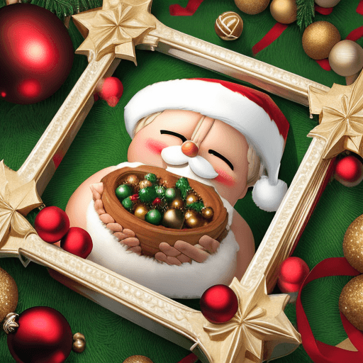 AI generated: Christmas banch and balls, frame
