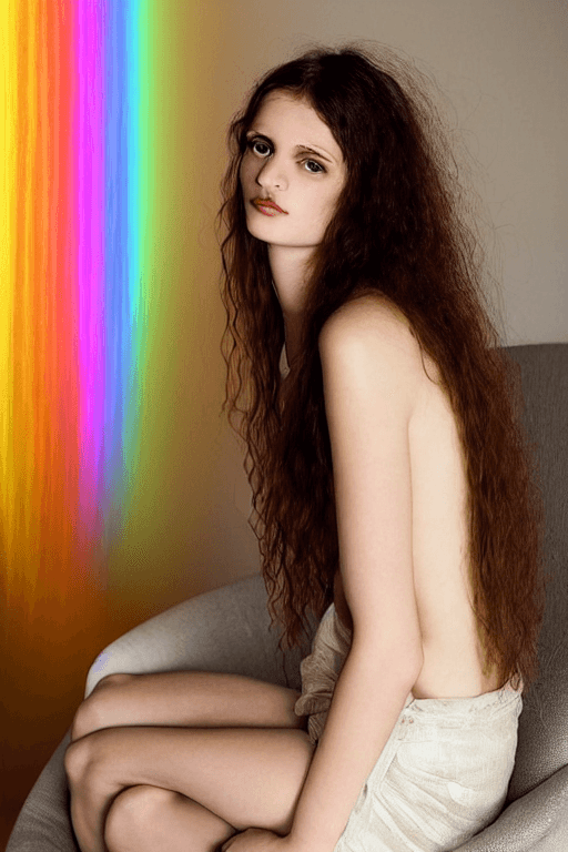 AI generated: angel image rainbow light thro sofa and chair and elegant ugh the window , kinkfolk photography, A D...