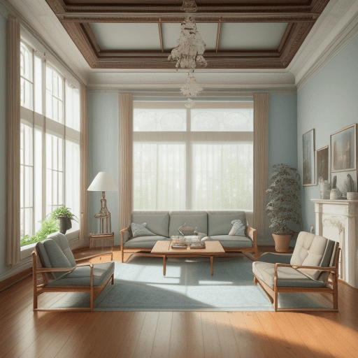 AI generated: High resolution photography interior design, dreamy sunken living room conversation pit, wooden floo...