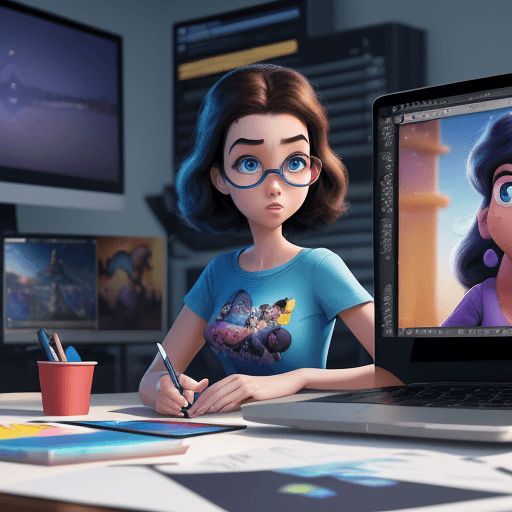 AI generated: 4K poster for a Pixar and Disney animated film called "Photoshop", released in 2024, graphic design,...