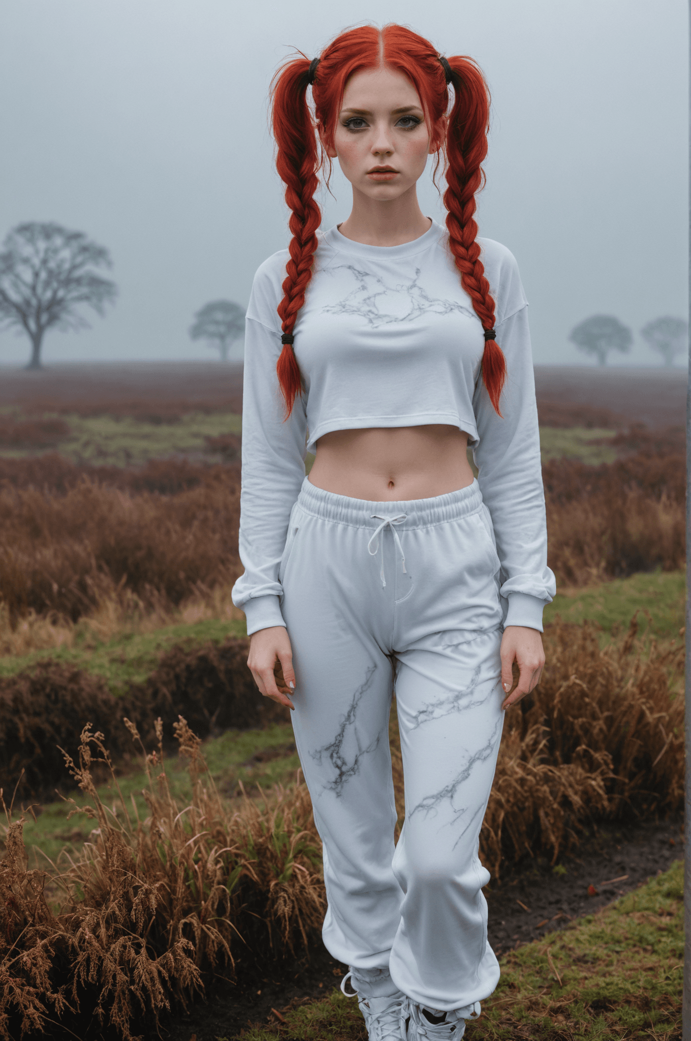 AI generated: Hyperrealistic art niji, octane render, wearing Marble Sweatpants, (Girl:1.3) , the Girl is very Mis...
