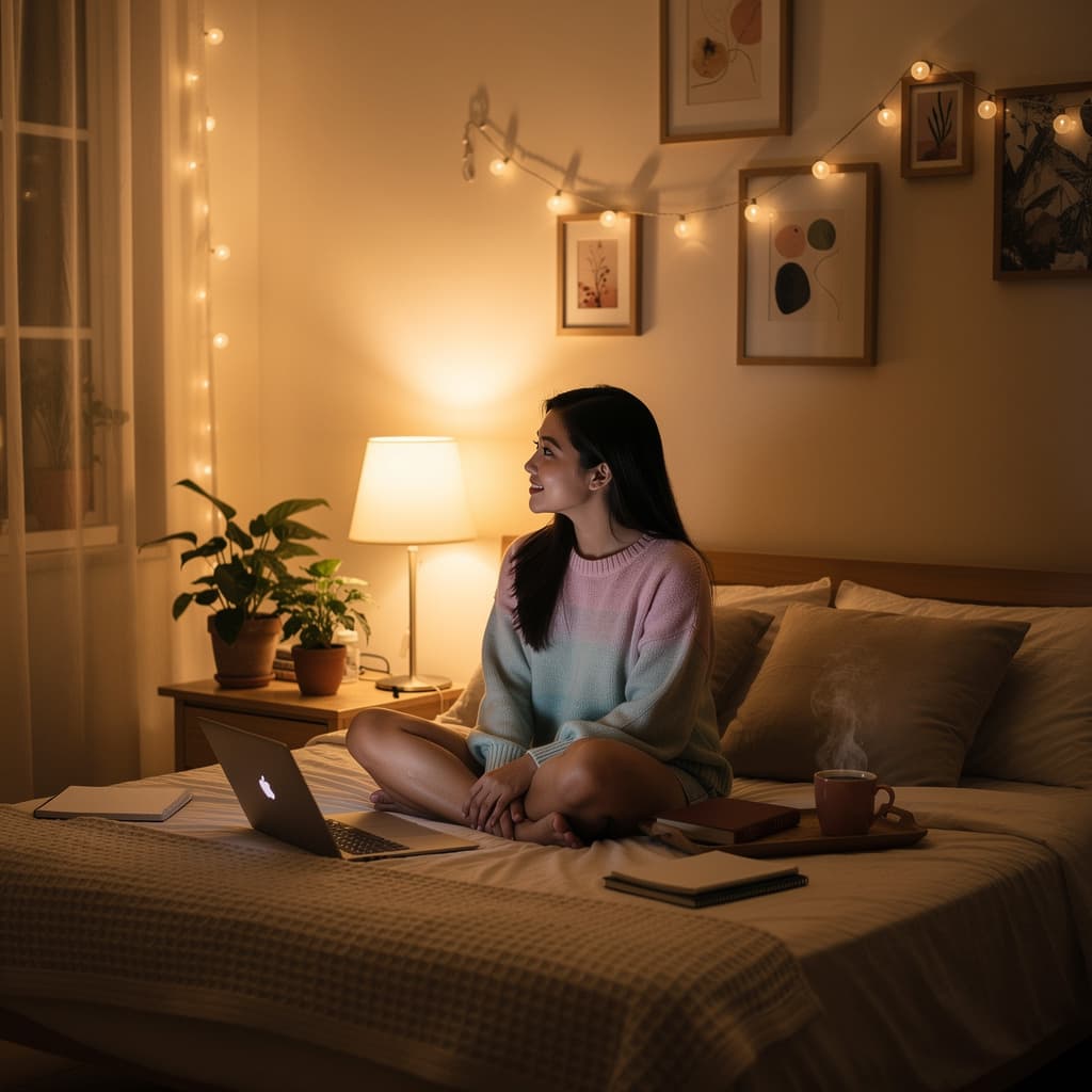 AI generated: Philippines women in her bedroom 