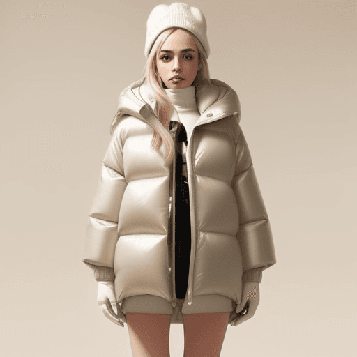 AI generated: The woman in the photo is standing against a beige background, a Tumblr personality. Her outfit cons...
