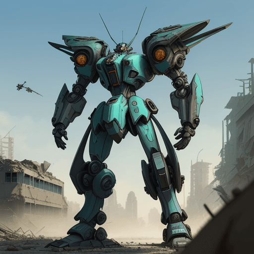 AI generated: ((mech for sword fighting in Insectoid style:1. 3) streamlined shape in the style of Kou Yokoyama:1....