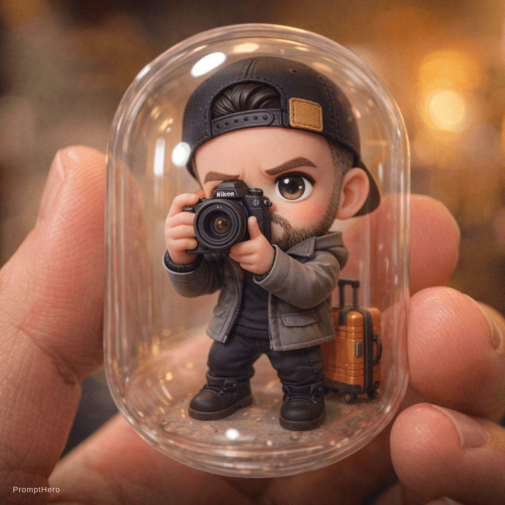 AI generated: {
  "subject": {
    "type": "chibi figurine",
    "gender": "male",
    "expression": "focused"...