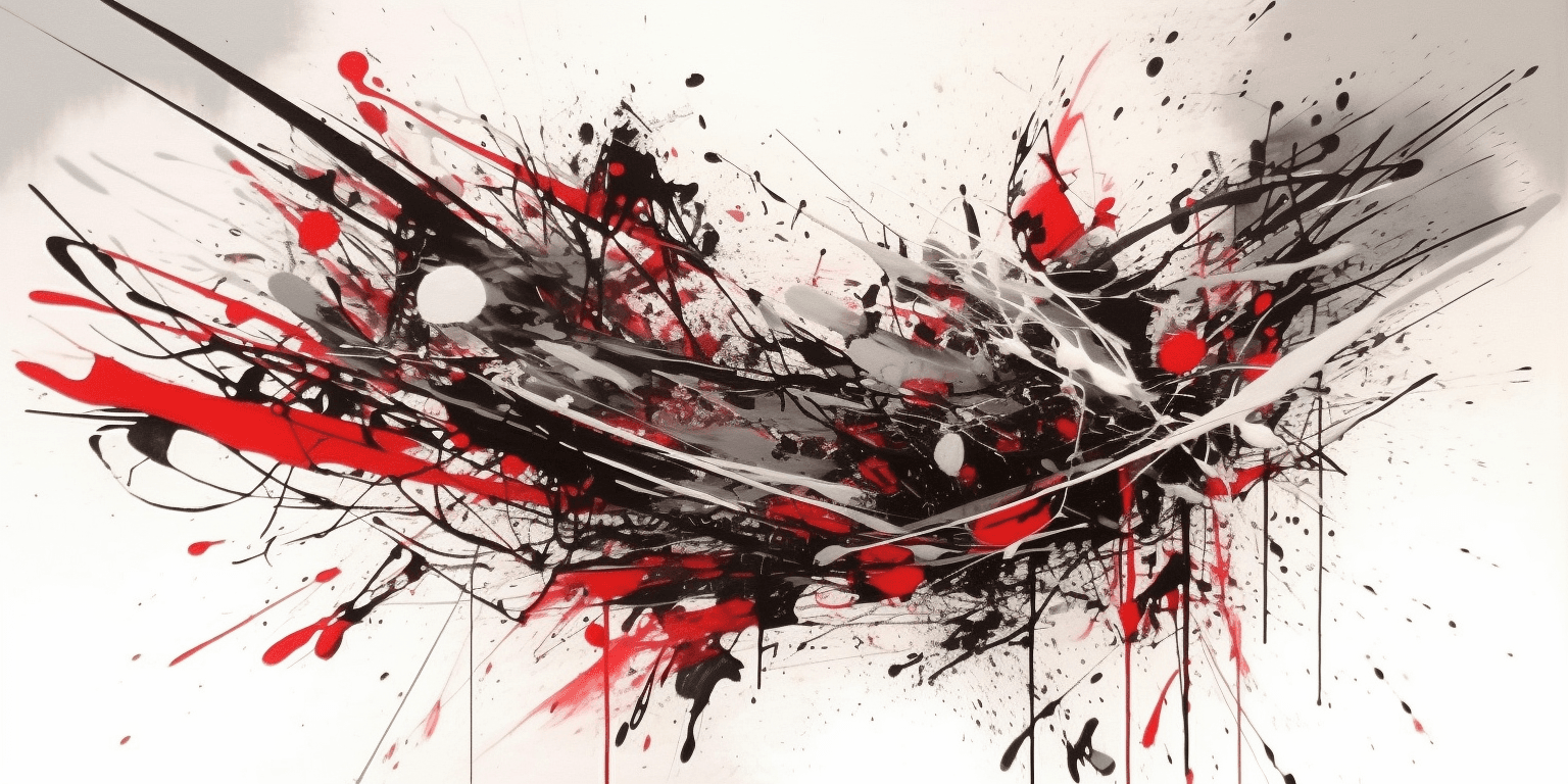 AI generated: mesmerising abstract, Impasto, red and black paint, white canvas, Masterpiece, splatterpunk --ar 2:1...