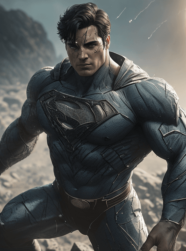 AI generated: a [superman | hulk], whole body, cinematic, intense, cinematic composition, cinematic lighting, colo...