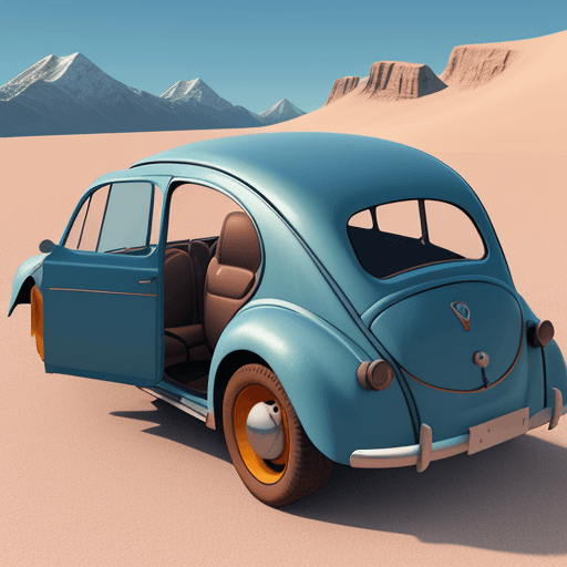 AI generated: logo icon, 3d, fusca with luggage, adventure, graphic design, realistic, High detail RAW color art, ...