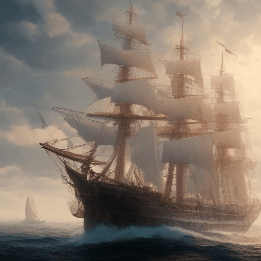AI generated: Photo of a ultra realistic sailing ship, dramatic light, pale sunrise, cinematic lighting, battered,...