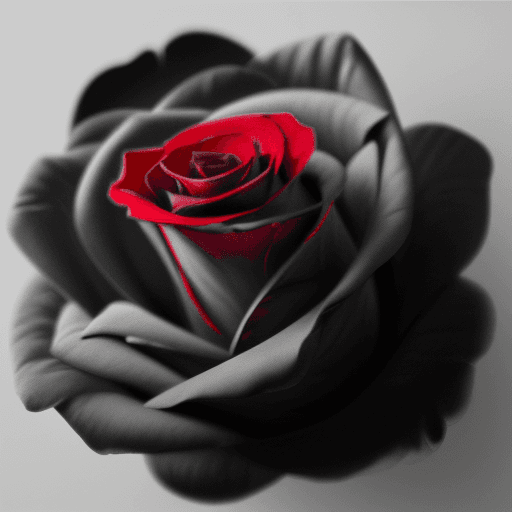 AI generated: a red rose with a diamond in the middle. Charcoal Art, Glamor Shot, Macro, White Balance, Multiverse...