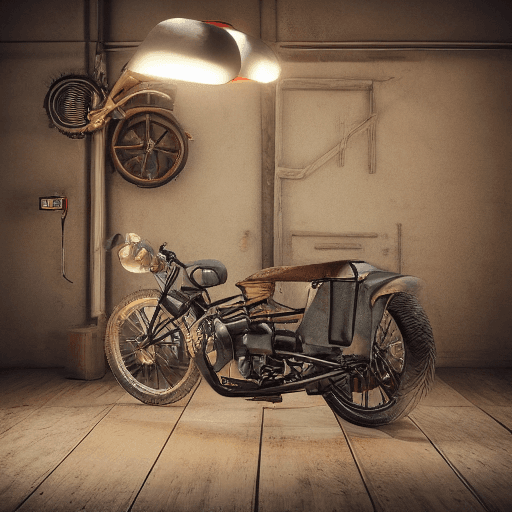 AI generated: a motorcycle sitting on top of a wooden table, a digital rendering by Jeff A. Menges, behance contes...