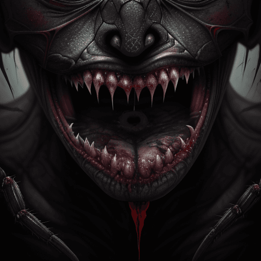 AI generated: realistic creepy old spider, natural light, high detail skin, creepy setting, horror, open mouth wit...