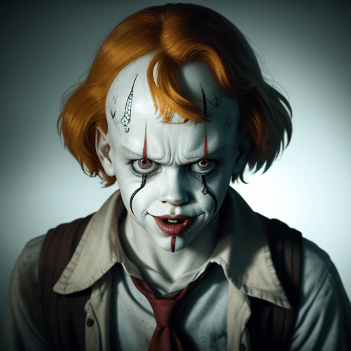 AI generated: Change the background to a IT movie theme. 