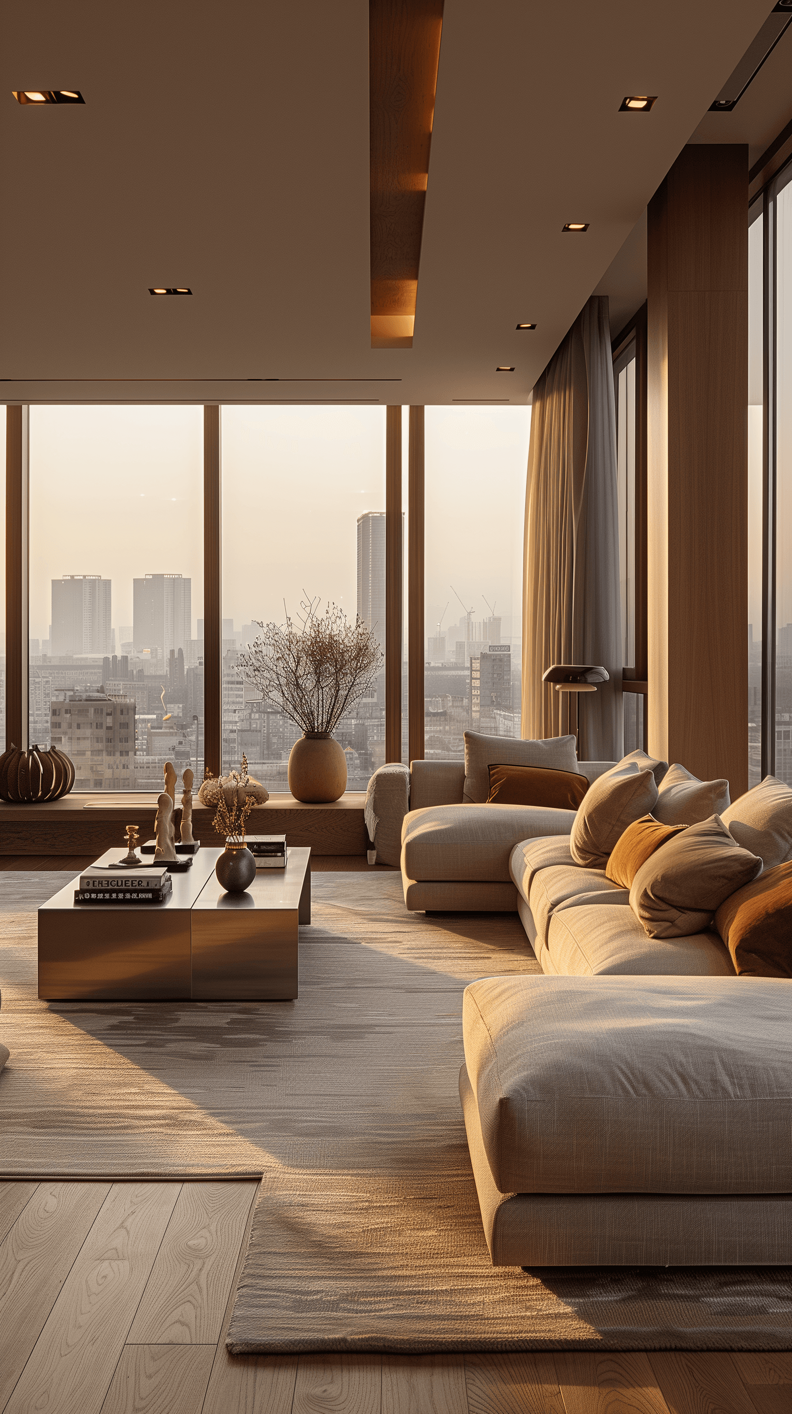AI generated: photography, minimalism, front shot with eye level, full-frame DSLR, apartment living room, the colo...