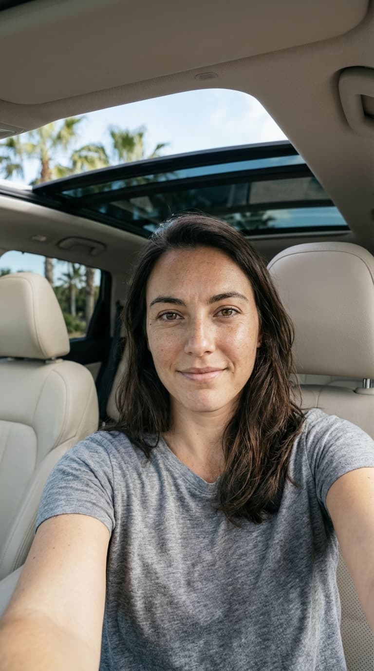 AI generated: Create an image of the person from the reference image. Ultra-realistic selfie-style portrait inside...