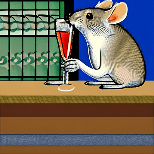 AI generated: two mice drinking beer at a bar, highly detailed, laughing