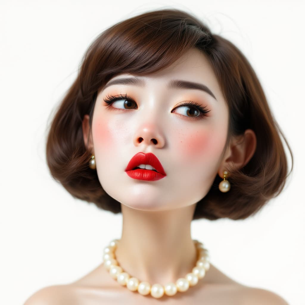 AI generated: whimsical Realistic with a big head shots,extra closed-up shot from a low Angle,an elegant Japanese ...