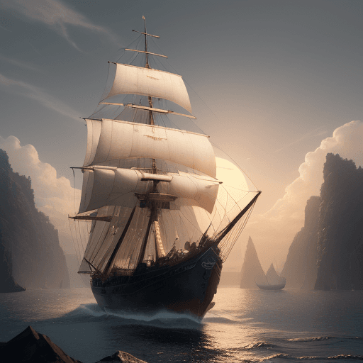 AI generated: Photo of a ultra realistic sailing ship, dramatic light, pale sunrise, cinematic lighting, battered,...