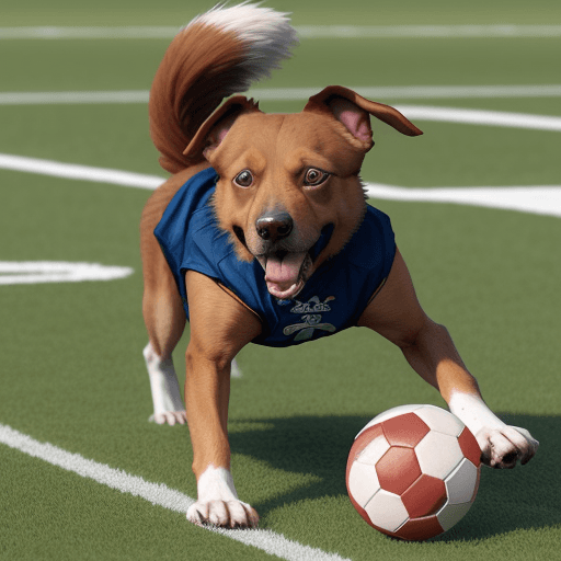 AI generated: A dog playing football