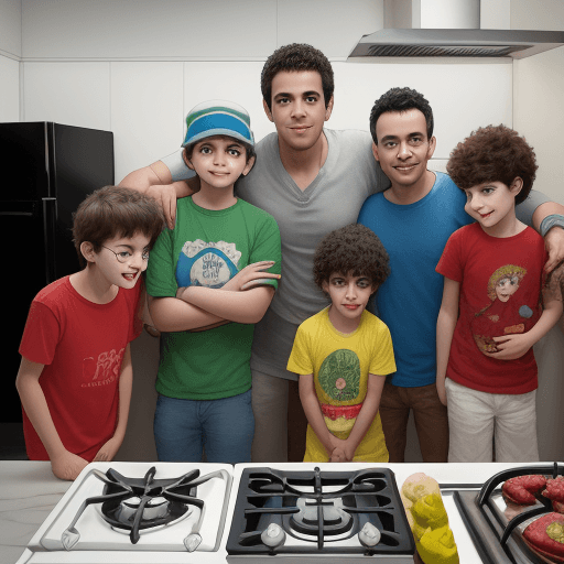 AI generated: Leandro, an autistic boy, and his four special friends from the kitchen (TV, gas cylinder, refrigera...