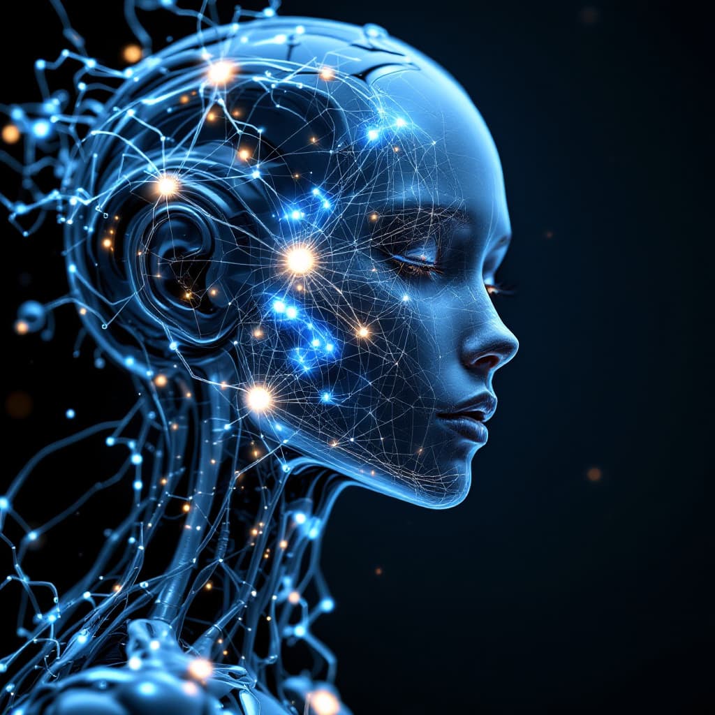 AI generated: BODY complete female, A stunning illustration of an ethereal neural network organism, female full bo...