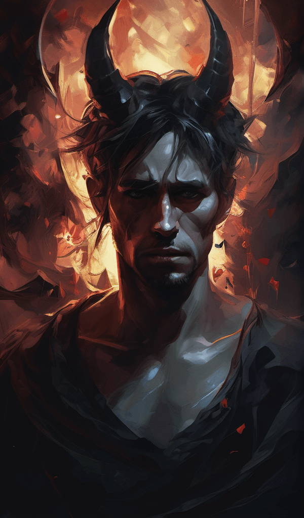 AI generated: help me if I become my demons, heartbreaking composition, emotional pain, dramatic, gloomy, digital ...