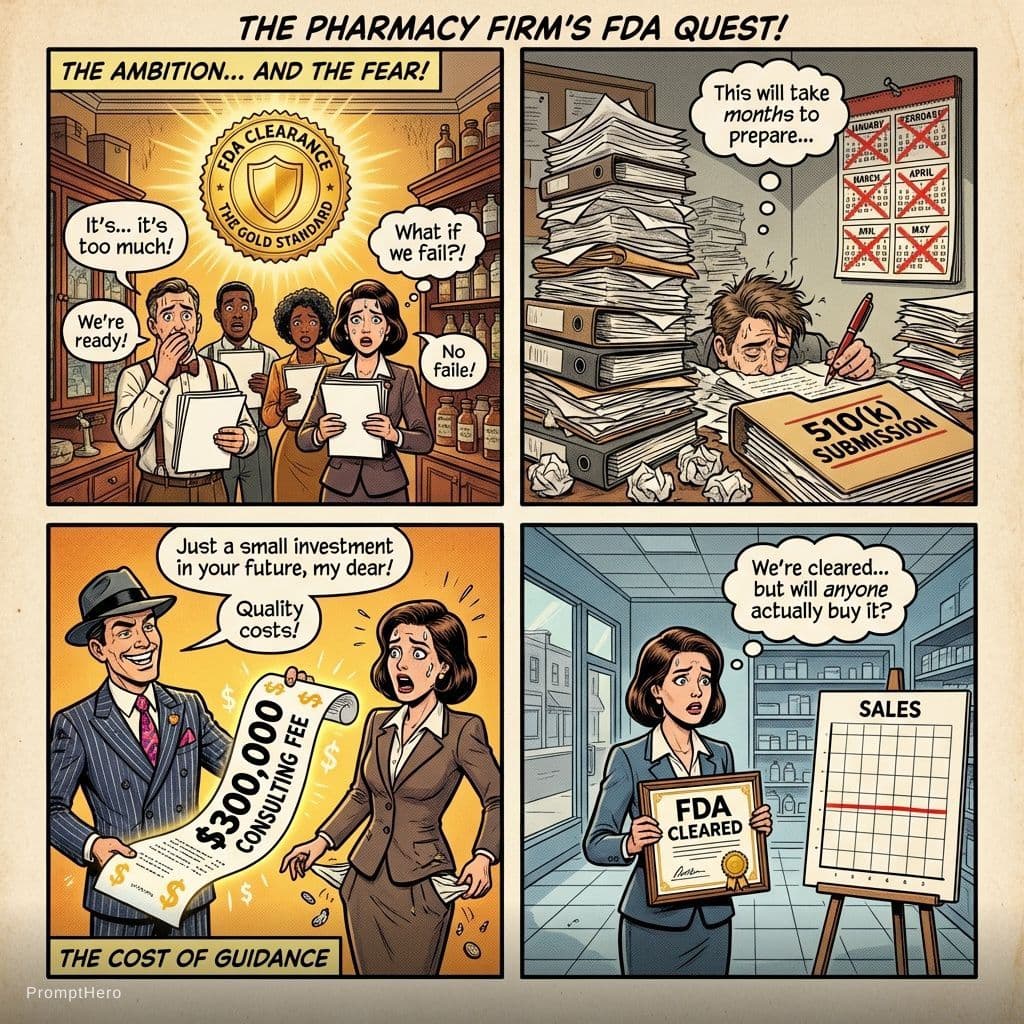 AI generated: Prompt: A classic, full-color comic book page layout divided into four distinct panels, illustrating...