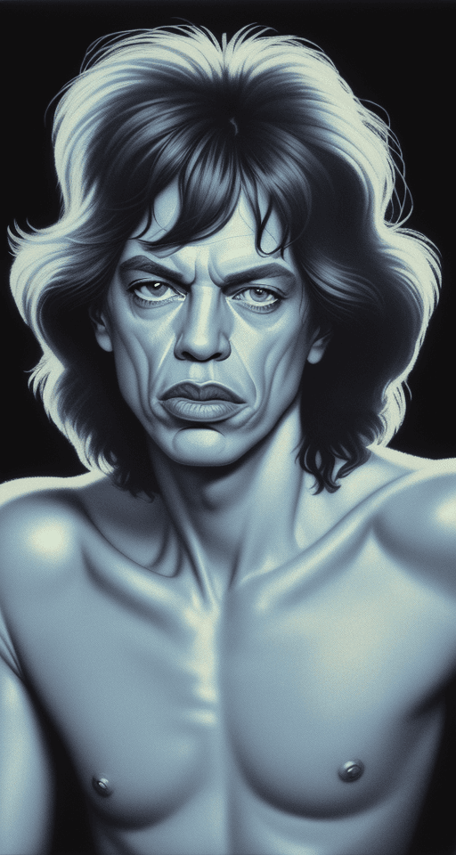 AI generated: (masterpiece, digital illustration, best quality), 1980s style, mick jagger, pop art, stunning drawi...