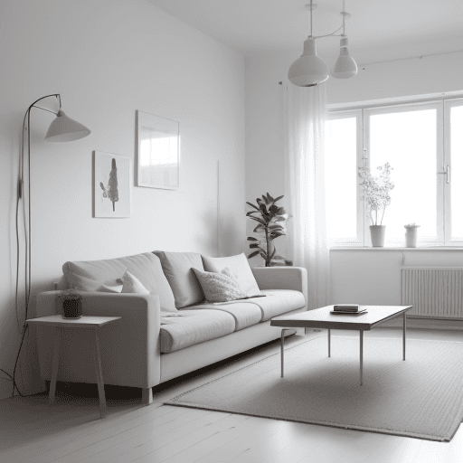 AI generated: interior design, scandinavian style, scandinavian design, white style, living room, modular furnitur...