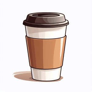 AI generated: A minimalistic illustration of a coffee cup, modern, in the style of Mike Mignola, light brown and l...