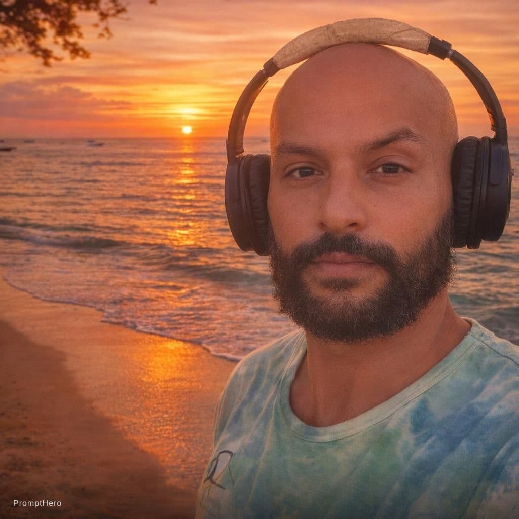AI generated: Sonnenuntergang vibe am Meer 