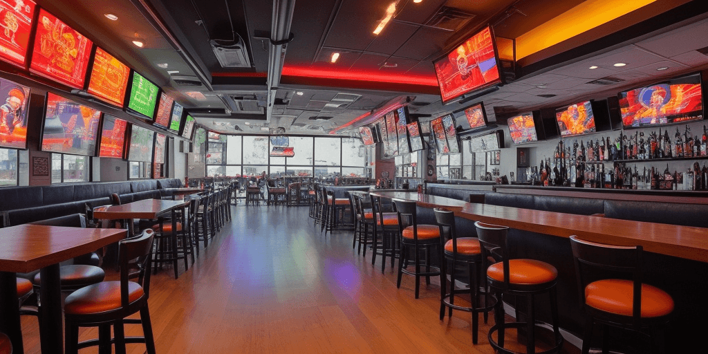 AI generated: Vibrant sports bar atmosphere where patrons are energetically celebrating