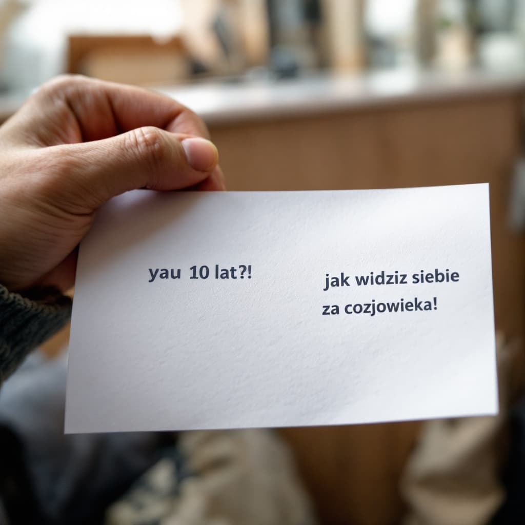 AI generated: Stwórz kartkę z rysunkiem narysowanym ołówkiem, przedstawiającym człowieka - jak widzisz siebie za 1...