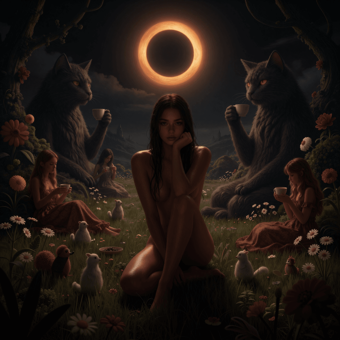 AI generated: A surreal and intricately detailed landscape capturing the essence of a contemporary illustration st...