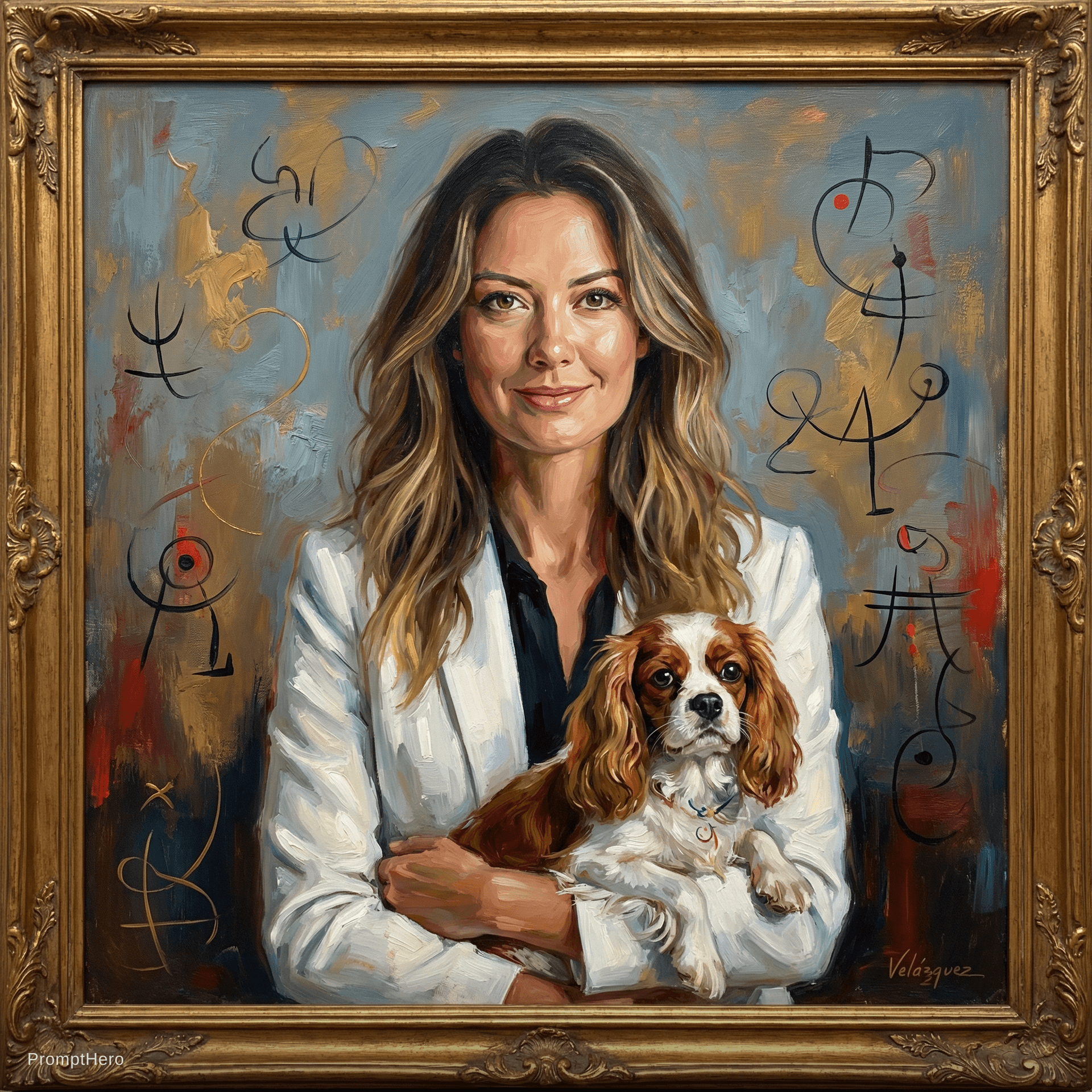 AI generated: an oil painting,(by Joan Miró:1.16), (by Willem de Kooning:1.41), (by Diego Velázquez:1.07)