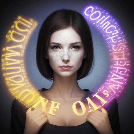 AI generated: woman, publicity, creative, words top, ilumination, creator, seo