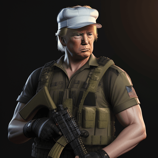 AI generated: Donald Trump 
as rambo, hyperrealism, photorealistic, 8k, unreal engine, 3d render --ar 9:16 --niji ...