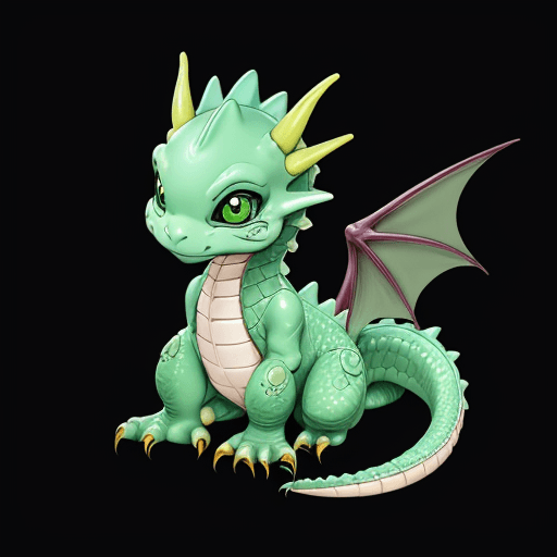 AI generated: happy baby dragon line art only don`t want any color only lines