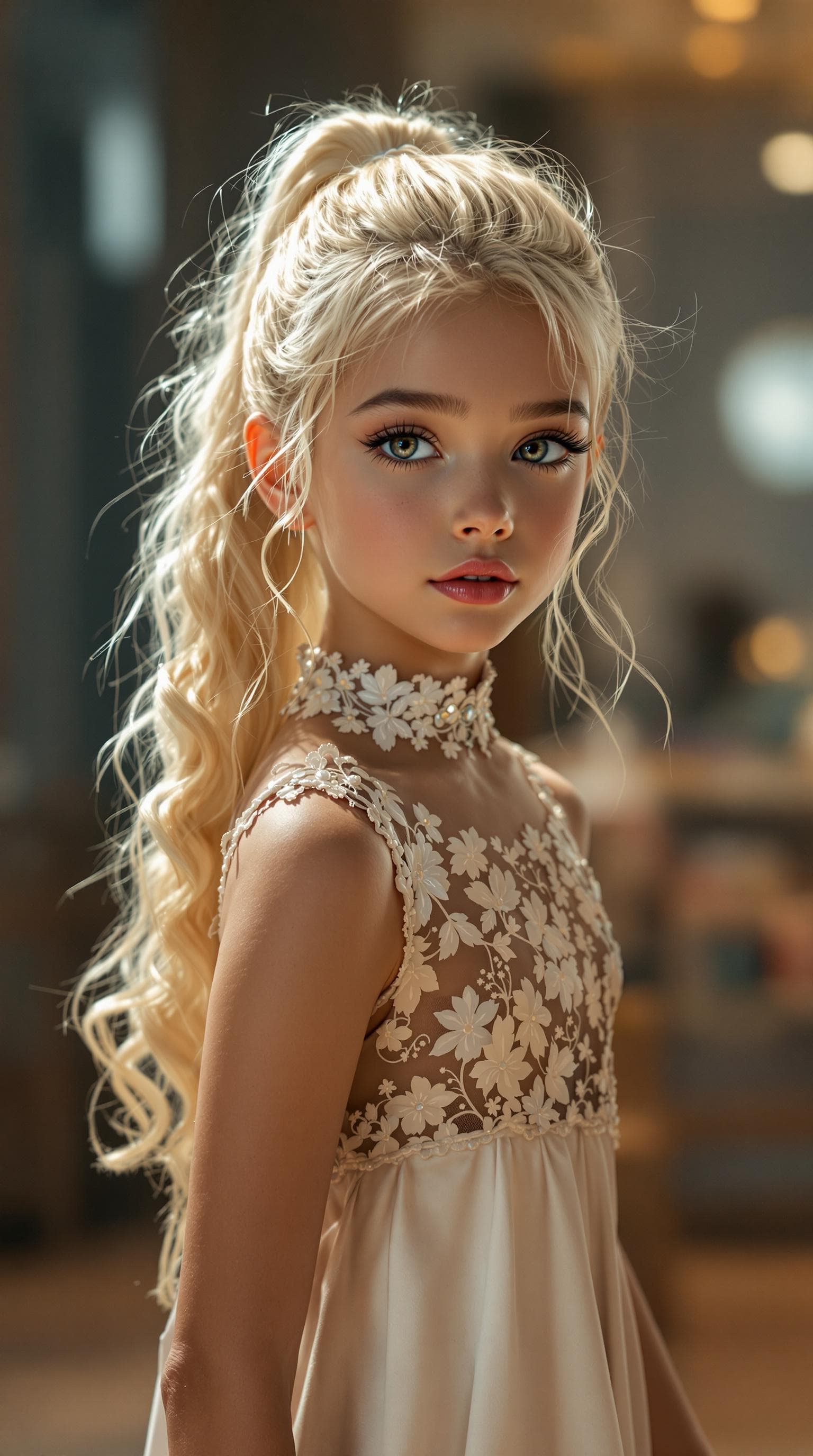AI generated: a professional photo of a exceptionally beautiful girl in the world (age 7), (seven year old) highly...